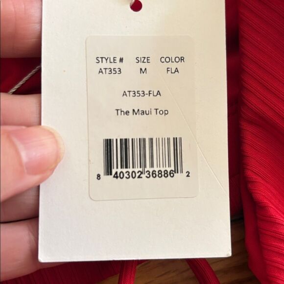 Andie x Mindy Bikini Set Maui Top Ribbed Swimsuit Flame Red size M NWT/NWOT - Picture 8 of 10